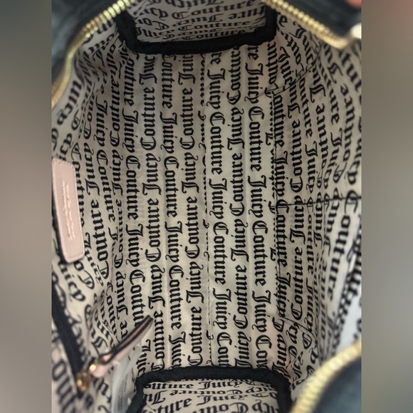 Juicy Couture Black & Pink Velour Handbag w/ Heart Keychain NWT - Picture 5 of 5